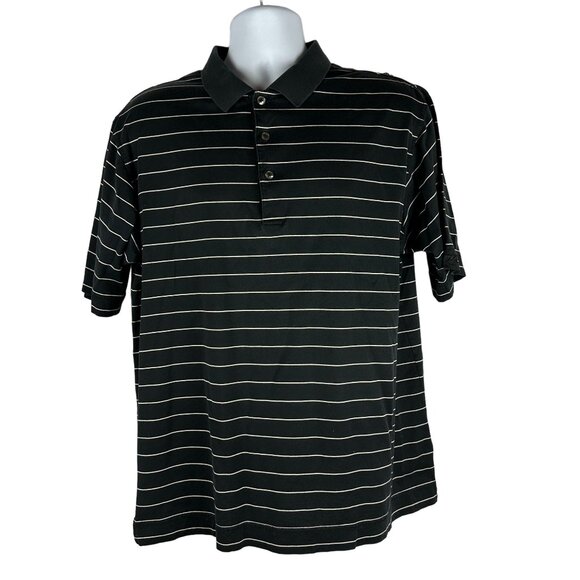 Cutter & Buck Signature Collection Mens Polo Shirt Size XL Black & White Stripes - Picture 1 of 5